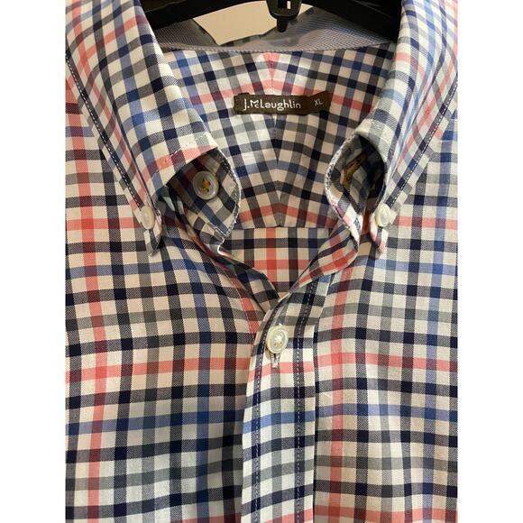 J. McLaughlin Men's Gingham Blue Pin Button Down Shirt Top XL - Picture 10 of 10